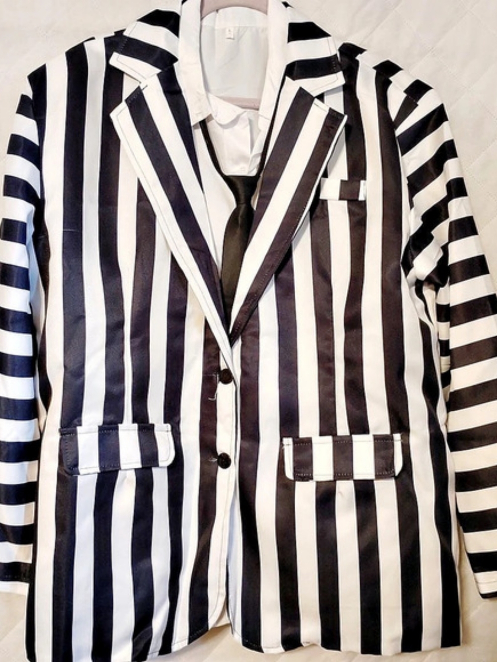 Striped Jacket And Pants Set Black & White Ready For Halloween